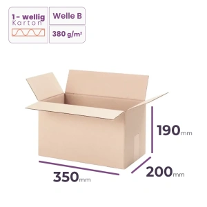 Faltkarton 350x200x190 mm - welle B/380 - 20 Stück
