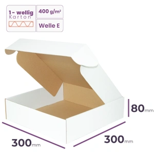 _Weiße_Faltschachtel_300x300x80_mm_Welle_E_-_Verpackung_5040_Stück