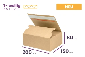 Automatikboden Karton mit Klebeverschluss 200x150x80 mm Verpackung 10 Stück Außenmaß