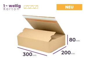 Automatikboden Karton mit Klebeverschluss 300x200x80 mm Verpackung 10 Stück Außenmaß