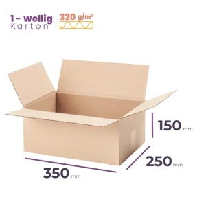 Faltkarton 350x250x150 mm - welle B/320 - 20 Stück
