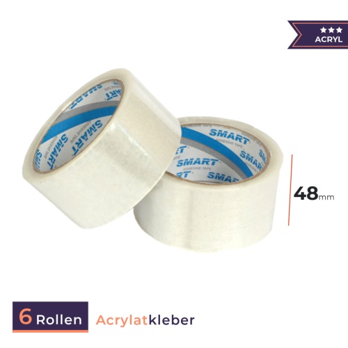 Packband Klebeband 48x45 Rolle - Acrylatkleber transparent - 6 Rollen