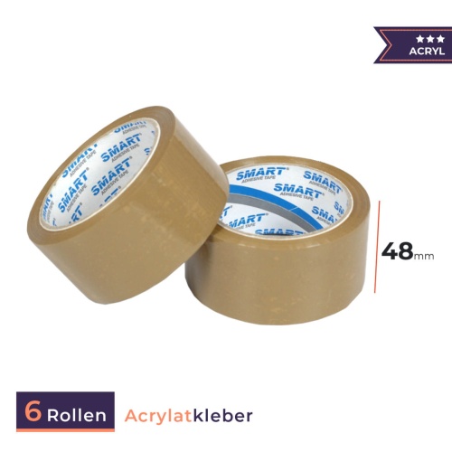 Packband Klebeband 48x45 Rolle - Acrylatkleber braun - 6 Rollen