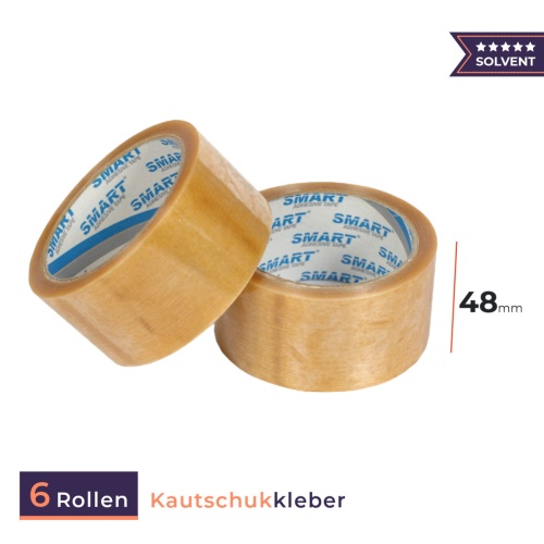 Packband Klebeband 48x66 Stark Kautschukkleber transparent - 6 Rollen
