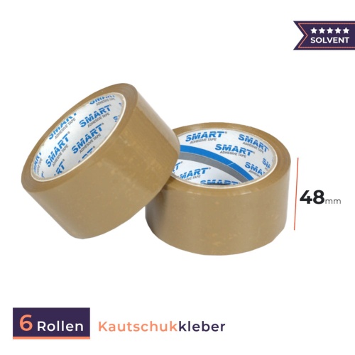 Packband Klebeband 48x66 Stark Kautschukkleber braun - 6 Rollen