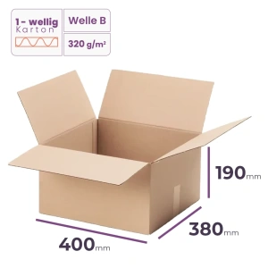 Faltkarton 400x380x190 mm - welle B/320 - 20 Stück 