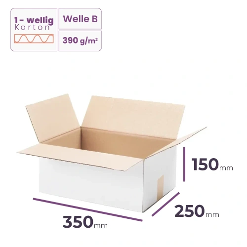 _Faltkarton_350x250x150_mm _welle_B/390_weiss_-_4080_Stück_