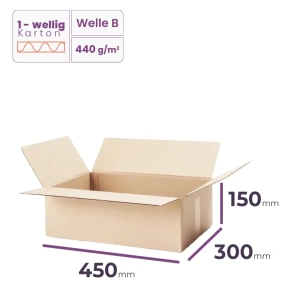 Faltkarton 450x300x150 mm - welle B/440 - 20 Stück  