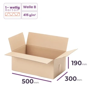 Faltkarton 500x300x190 mm - welle B/415 - 20 Stück  