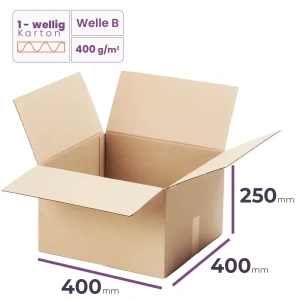Faltkarton 400x400x250 mm - welle B/400 - 20 Stück