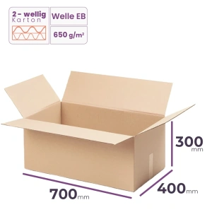 Faltkarton 700x400x300 mm - welle EB/650 -280 stuck