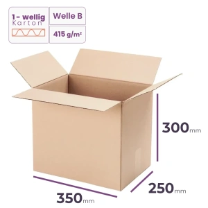   Faltkarton 350x250x300 mm - welle B/415 - 20 Stück        
