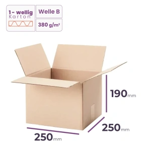 Faltkarton 250x250x190 mm - welle B/380 - 20 Stück