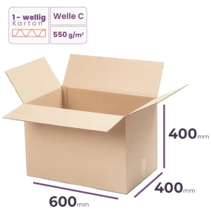 Faltkarton 600x400x400 mm welle C 550g - Verpackung 300 Stück
