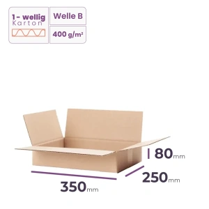 Faltkarton 350x250x80  mm - welle B/400 - 20 Stück