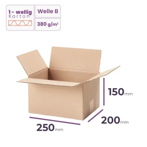 Faltkarton 250x200x150 mm - welle B/380 - 20 Stück 
