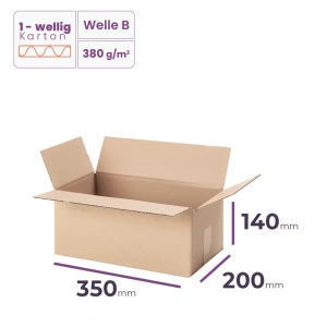 Faltkarton 350x200x140  mm - welle B/380 - 20 Stück 