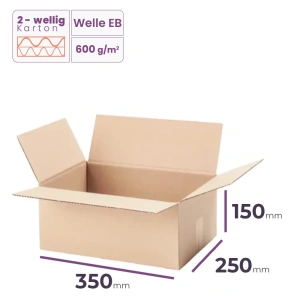 Faltkarton 350x250x150 mm - welle EB/600 - 20 Stück  