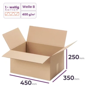 Faltkarton 450x350x250 mm - welle B/400 - 20 Stück 