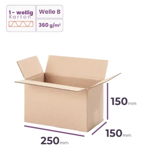   Faltkarton 250x150x150 mm - welle B/360 - 20 Stück   