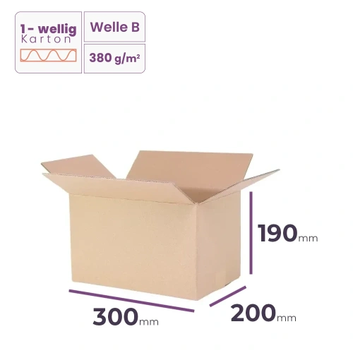 _Faltkarton_300x200x190_mm_-_welle_B/380_-_100_Stück 