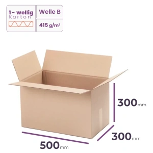 Faltkarton 500x300x300  mm - welle B/415 - 20 Stück    