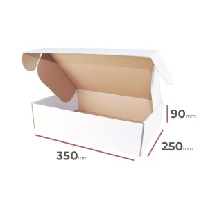 Karton Versandkarton 350x250x90 mm - weiß -  Verpackung 40 Stück 