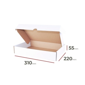 Karton Versandkarton 310x220x55 mm - weiß -  Verpackung 40 Stück 