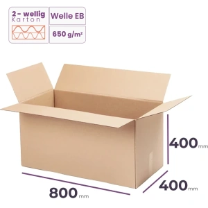 Faltkarton 800x400x400 mm welle EB/650 - 250 Stück Aussenmaß