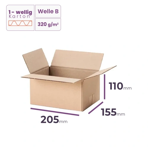 _Faltkarton_205x155x110_mm_-_welle_B/320_-_7080_Stück 