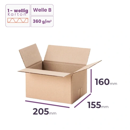 _Faltkarton_205x155x160_mm_-_welle_B/360_-_2720_Stück 